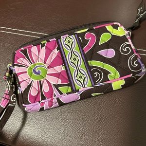 Vera Bradley purple brown pink wristlet